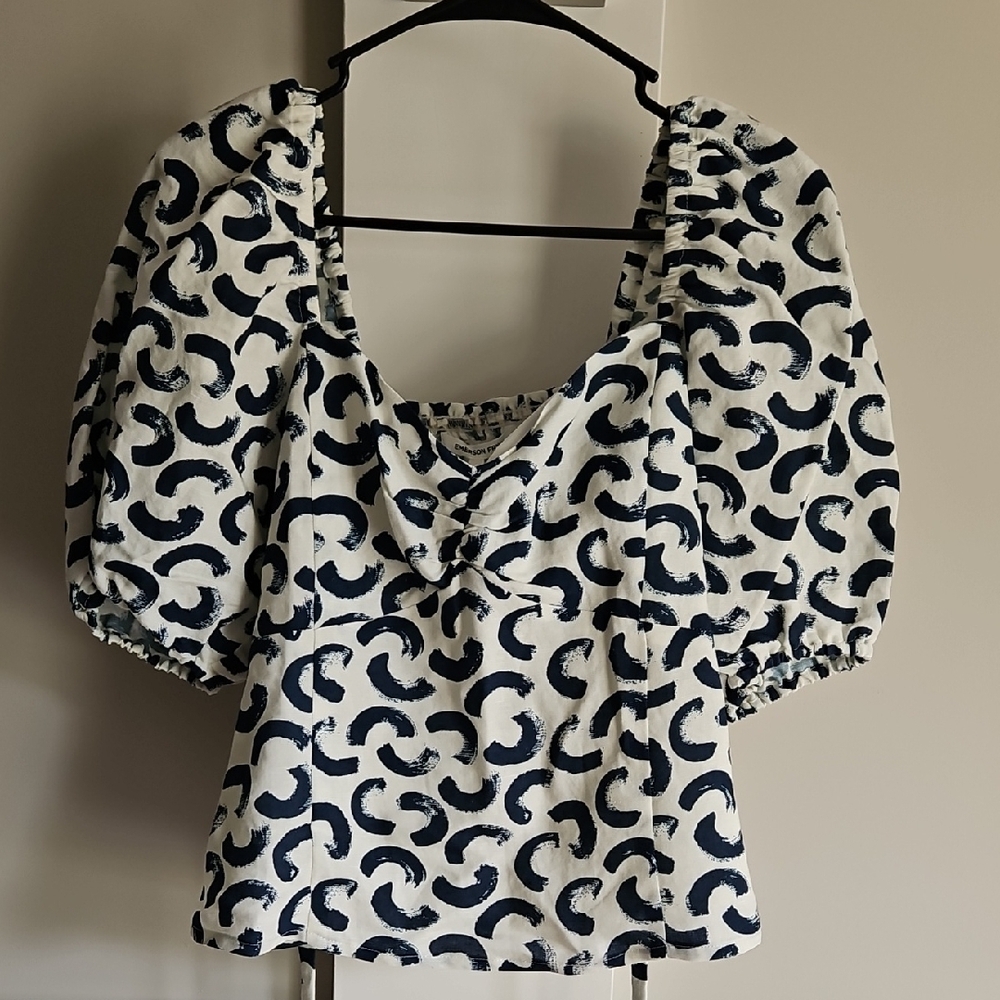 Emerson Fry M Frankie + Lou Linen Puff Sleeve Top